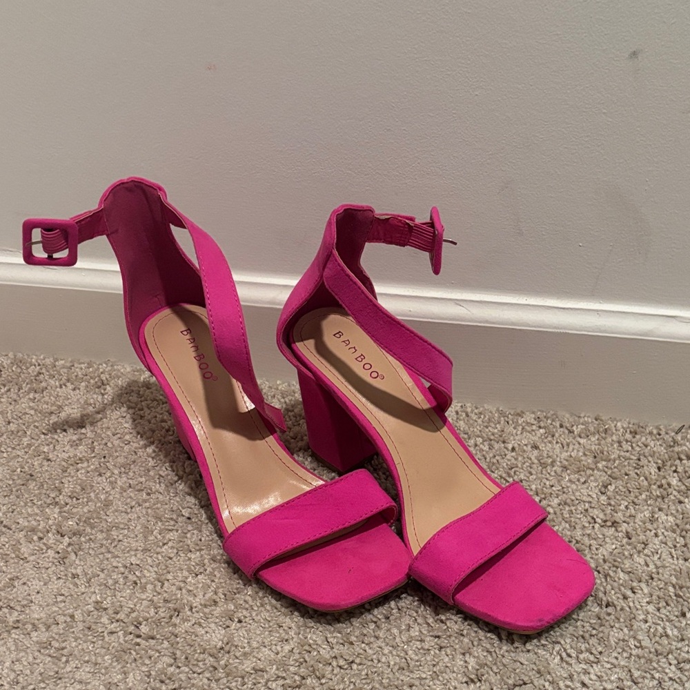 BAMBOO Fuchsia Heeled Sandals